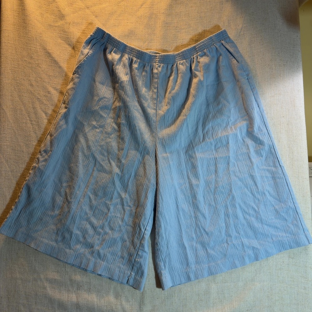 Blair Elastic Waist Crinkle Shorts Light Blue Petite Women's Size P2XL